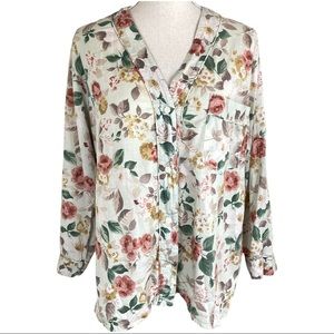 Vintage Victoria's Secret Gold Label Floral Cotton Pajama Top Sleep Shirt Size S